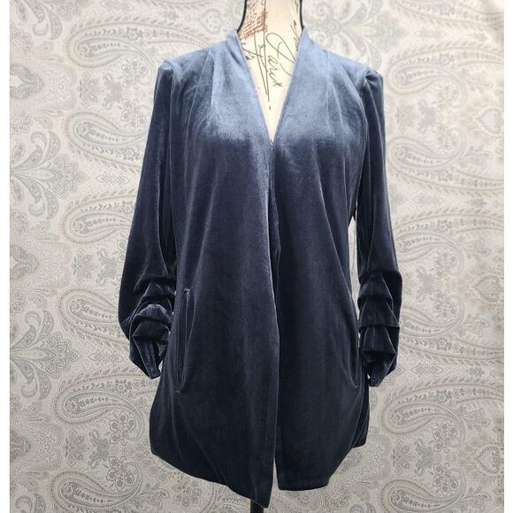 Bishop & Young Icon Blazer Velvet In Emerald Blue 3/4 sleeve Career Board room - Picture 2 of 13